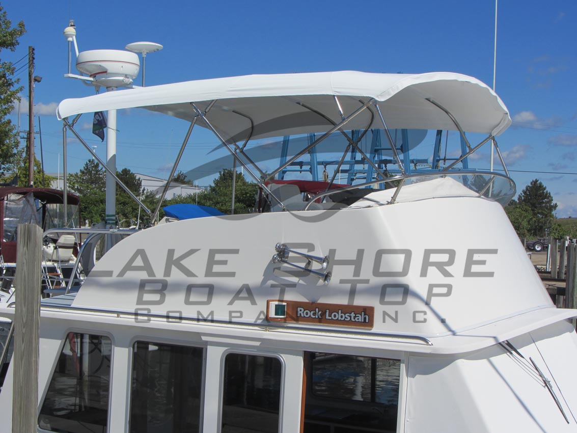 bemærkning ske Fabrikant Bimini Top - White Stamoid Fabric - Lake Shore Boat Top Company, Inc.