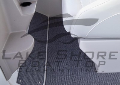 Silver Mist Marine Bereber Full Cockpit Carpet with custom foot rest carpet mat